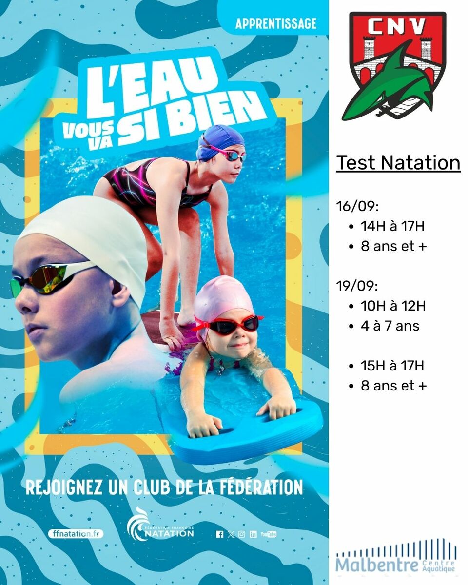 Nouvelle saison 2026/2027 Test Natation Course